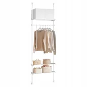 Wieszaki i stojaki - SoBuy Garderoba Teleskopowa Regał Wieszak na ubrania 2 półki biały KLS07-W - miniaturka - grafika 1