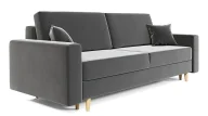 Sofy i kanapy - Szara welurowa sofa rozkładana z pojemnikiem N6-H25 - miniaturka - grafika 1