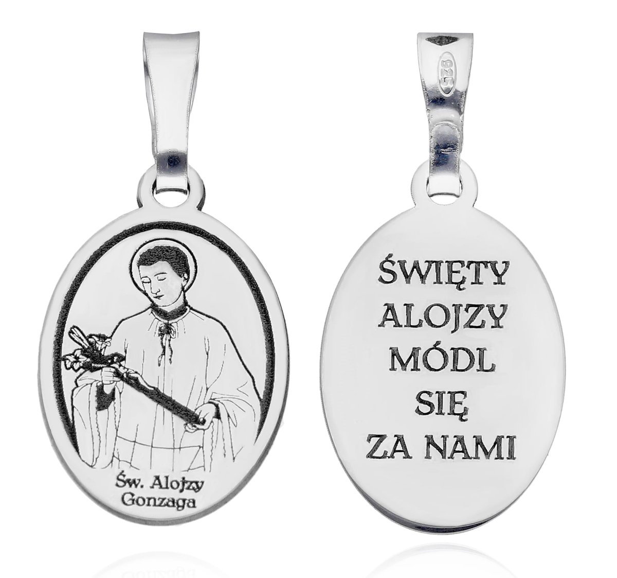 Srebrny medalik rodowany Św.Alojzy Gonzaga MDC104R
