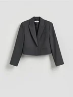 Marynarki i żakiety damskie - Reserved - Krótka marynarka - szary - miniaturka - grafika 1