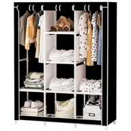 Szafy - MATERIAŁOWA SZAFA CZARNA DUŻA NA ZAMEK SZAFA TEKSTYLNA NA UBRANIA GARDEROBA - miniaturka - grafika 1