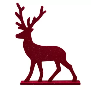 Lumarko Figurka Drewniana Renifer Welurowe Wykończenie 23x4x30 Cm - Ozdoby bożonarodzeniowe - miniaturka - grafika 1