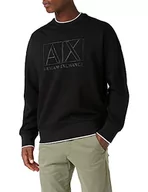 Bluzy męskie - Armani Exchange Męska bluza z długim rękawem, kwadratowe logo, Hem Contrast Line, czarny, XL - miniaturka - grafika 1