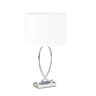 Relaxdays Relaxdays lampa stołowa Srebrny, klosz lampy, lampa na stolik nocny metalową podstawą, okrągły, żelaza, HBT ekranu: 36 x 28 x 28 cm, kolor biały 10022850 - Lampy stojące - miniaturka - grafika 1