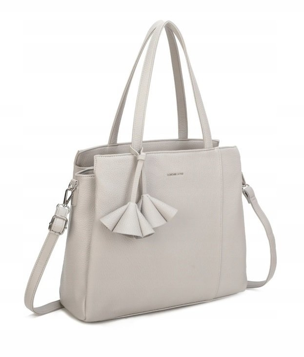 Torebka Damska Shopper 3 Komory Elegancka Klasyczna Szara LUIGISANTO