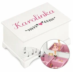 Szkatułka drewniana z pozytywką i nadrukiem dla dziewczynki na imieniny - Pozytywki dla dzieci Szkatułka drewniana z pozytywką i nadrukiem dla dziewczynki na imieniny - Pozytywki dla dzieci - miniaturka - grafika 1