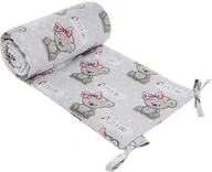 Ochraniacze do łóżeczka - Ochraniacz do łóżeczka na szczebelki, 180x30 - Bawełna 100% - Miś dziewczynka na szarym tle - miniaturka - grafika 1