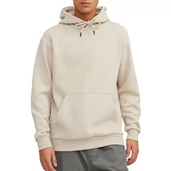 Bluzy męskie - JACK & JONES Jjebradley Sweat Hood Noos męska bluza z kapturem, Moonbeam, L - miniaturka - grafika 1