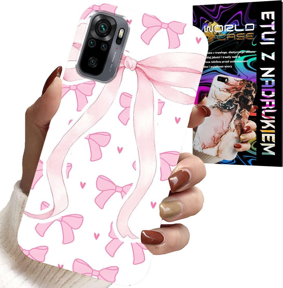 ETUI DO XIAOMI NOTE 10 / 10S - RÓŻOWE WSTAZKI WSTĄZKA MODNE WZORY CASE