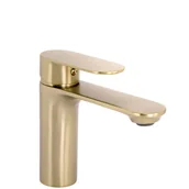 Baterie umywalkowe - Rea Bateria Umywalkowa Drop Złota Szczotkowana Niska - miniaturka - grafika 1