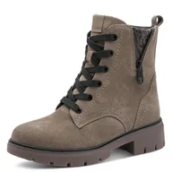 Kozaki damskie - TAMARIS Damskie buty Comfort Lace Boot Flat Półdługie kozaki, Pepper Suede, 42 EU, Pepper Suede, 42 EU - miniaturka - grafika 1