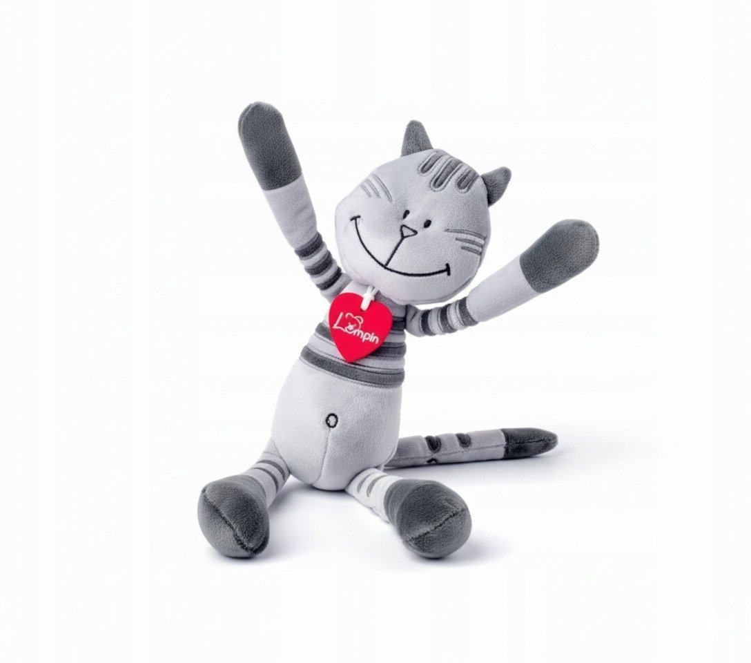 MASKOTKA KOT PLUSZOWY PRZYTULANKA KOTEK Z SERDUSZKIEM 0+ 37 CM SZARY