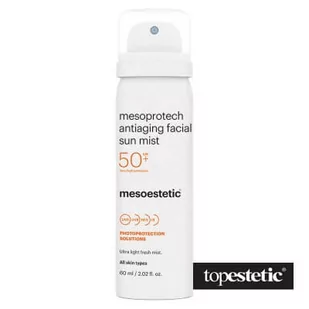 Mesoestetic Mesoprotech Antiaging Facial Mist mgiełka do twarzy z ochroną przeciwsłoneczną SPF50 60ml - Kremy do twarzy z filtrem - miniaturka - grafika 1