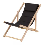 Leżaki ogrodowe - KLASYCZNY LEŻAK FOTEL ROZKŁADANY PLAŻOWY OGRODOWY Z PODUSZKĄ ANTRACYT - miniaturka - grafika 1