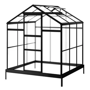 Szklarnia ogrodowa aluminiowa poliwęglanowa 3,4 m2 trzysekcyjna z fundamentem 184x185 cm czarna - Szklarnie ogrodowe - miniaturka - grafika 1