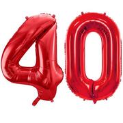 Balony i akcesoria - Duże Balony Urodzinowe Czerwone Cyfry 40 Na Hel Powietrze Dekoracja Ozdoba Prezent Upominek - miniaturka - grafika 1