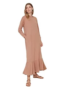 Trendyol Modest Trendyol Woman Design Maxi A Line Hood Knit Sukienka, Brown, L, Brązowy, L - Sukienki - miniaturka - grafika 1