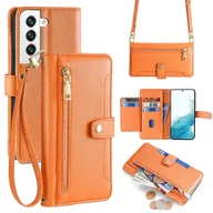 Portfele - Etui z portfelem na zamek błyskawiczny do Samsung Galaxy S22 5G Pomarańczowy - miniaturka - grafika 1