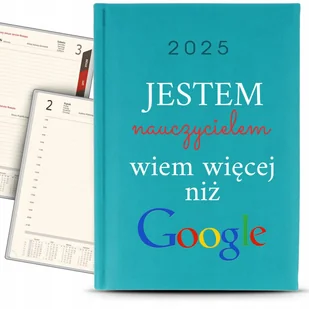 Kalendarz A5 2025 Turkusowy WIEM WIĘCEJ NIŻ GOOLE Terminarz Planer Wzory - Kalendarze - miniaturka - grafika 1
