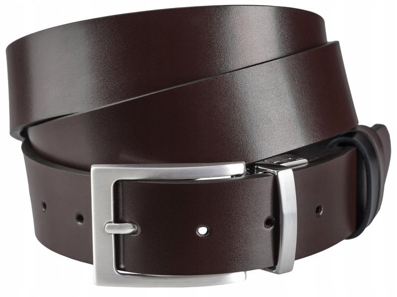 SKÓRZANY Skóra Pasek Męski do Spodni BRĄZOWY P3 90