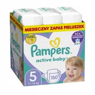 Pieluchy - PAMPERS ACTIVE BABY Pieluszki rozmiar 5 Zestaw 150 sztuk na cały miesiąc - miniaturka - grafika 1