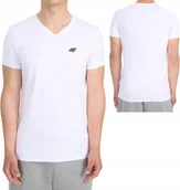 Koszulki męskie - Bawełniana koszulka 4F t-shirt w serek M3339 10S biały r. XXL - miniaturka - grafika 1