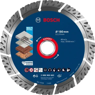 Diamentowa tarcza tnąca Bosch EXPERT MultiMaterial 180 x 22,23 x 2,4 x 12 mm - Tarcze do pił - miniaturka - grafika 1