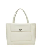 Torebki damskie - Calvin Klein Torebka Ck Medium Shopper_Tex K60K613178 Biały - miniaturka - grafika 1