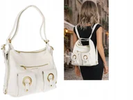 Torebki damskie - Torebka Damska Shopper Plecak Miejska 2w1 Worek na Ramię EC3165 Biała - miniaturka - grafika 1