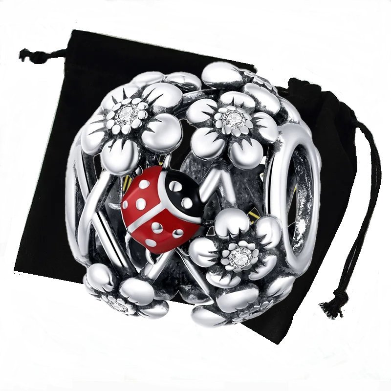 Biedronka Charms Zawieszka Prezent 925 Celebrytka Damska Kwiat Manufaktura Łącka