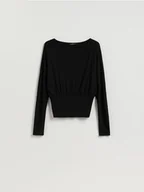 Moda i Uroda OUTLET - Reserved - Longsleeve z wiskozą - czarny - miniaturka - grafika 1