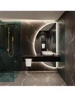 Lustra - Lustro łazienkowe półokrągłe w dwóch częściach z podświetleniem - DOPPIO LED II, Lustro: 140x70 - miniaturka - grafika 1