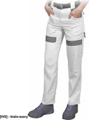 Spodnie sportowe damskie - R.E.I.S. CORTON-L-T - Damskie spodnie ochronne do pasa CORTON, tkane 100% bawełna 260 g/m2 6 kieszeni elementy odlaskowe - biało-szary 36 - miniaturka - grafika 1