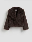 Kurtki damskie - Reserved - Kurtka z imitacji futra - ciemnobrązowy - miniaturka - grafika 1