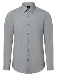 BOSS Koszula męska - H-HANK-kent-C1-214 Mężczyźni Slim Fit Bawełna szary|zielony|biały wzorzysty, 38 - Koszule męskie - miniaturka - grafika 1