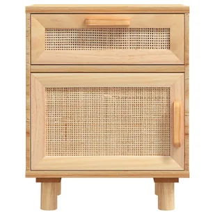 Lumarko Szafki nocne, 2 szt., brązowe, lite drewno sosnowe i rattan - Szafki nocne - miniaturka - grafika 6