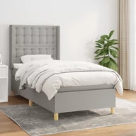 Łóżka - Lumarko Łóżko kontynentalne z materacem, jasnoszare, tkanina, 90x190 cm - miniaturka - grafika 1