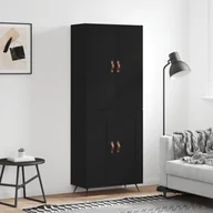 Witryny - vidaXL Witrynka, czarna, 69,5x34x180 cm, materiał drewnopochodny - miniaturka - grafika 1