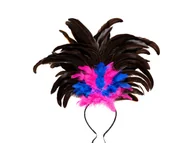 Dodatki do strojów karnawałowych - Opaska tancerki samby z piórami czarnymi, niebieskimi i różowymi - 1 szt. - miniaturka - grafika 1