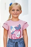 Koszulki dla dziewczynek - Mayoral t-shirt dziecięcy kolor fioletowy - miniaturka - grafika 1
