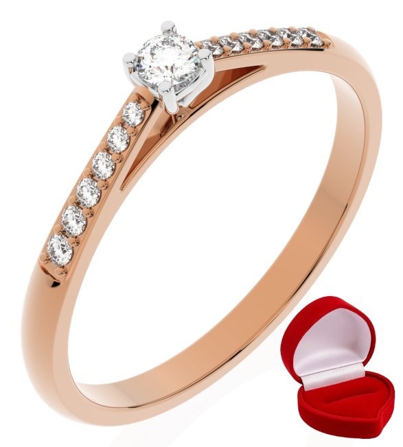 ZŁOTY PIERŚCIONEK ZARĘCZYNOWY 585 14k BRYLANT 0,06 ct RÓŻOWE ZŁOTO R15