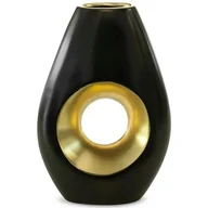 Wazony i flakony - Wazon Dekoracyjny Ceramiczny Mira 17X8X25 Czarny + Złoty - miniaturka - grafika 1