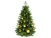 Choinki - Dekorowana sztuczna choinka z 73 ozdobami GOLDEN CHRISTMAS II 210 cm choinka ze stojakiem i ozdobami świątecznymi - miniaturka - grafika 1