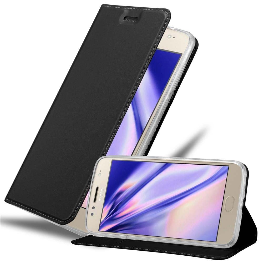 Etui Cadorabo do Motorola MOTO G5S PLUS w kolorze CLASSY BLACK Etui na telefon komórkowy z magnetycznym zamknięciem, funkcją podstawki i miejscem na kartę Etui Etui ochronne Etui z klapką w stylu książki