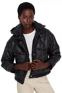 Trendyol Damska bluza z kapturem, jednokolorowa, oversize, kurtka zimowa, czarny, M, Czarny - Kurtki damskie - miniaturka - grafika 1