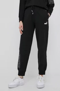 Spodnie damskie - Puma spodnie bawełniane damskie kolor czarny z nadrukiem - grafika 1