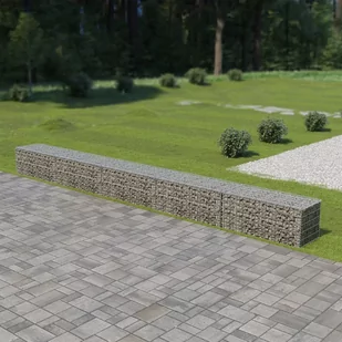 vidaxl Murek gabionowy z pokrywami, galwanizowana stal, 600x50x50 cm - Ogrodzenia - miniaturka - grafika 1