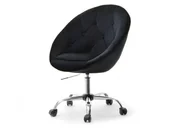 Fotele i krzesła biurowe - Fotel Obracany Do Sali Konferencyjnej Lounge 4 Czarny Aksamit - Chrom - miniaturka - grafika 1