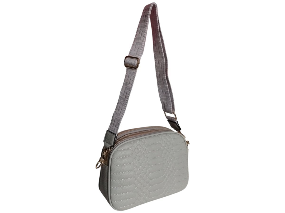 Torebka Damska Pikowana, Mała Listonoszka Na Ramię Szara, Miejski Kuferek