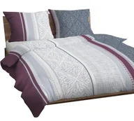 Pościel - Pościel bawełniana 160x200 ornamenty bordowa szara zapinana na suwak KARO Bawełna Max - miniaturka - grafika 1